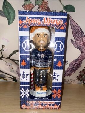 Jose Altuve Ugly Christmas Sweater Bobblehead - Blue & Orange